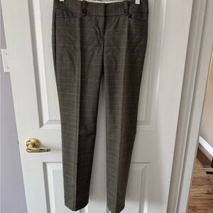 LOFT Charcoal Plaid Dress Pants